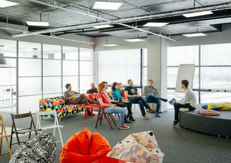 Creative professionals collaborating in a loft workspace